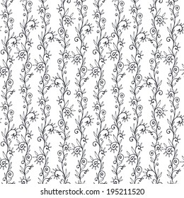 Seamless pattern with floral doodle ornament. Vector illustration