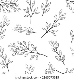 seamless pattern of floral element decoration, flower and branches hand drawn style.vector illustration
