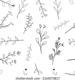 seamless pattern of floral element decoration, flower and branches hand drawn style.vector illustration