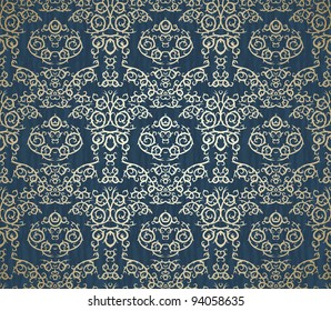 Seamless pattern with floral element in retro style
