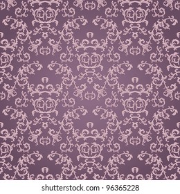 Seamless pattern with floral element in retro style