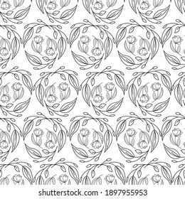 A seamless pattern with floral elements for apparel, stationery, textiles, fabric, wrapping paper. Vector flat  illustration, EPS 10.  