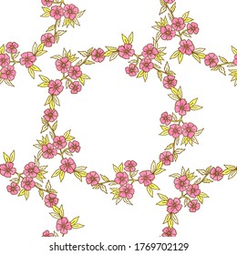 Seamless pattern with floral elements. Decorative herbal background. Texture with bright wreaths for web, scrapbook, stationery, textile design.