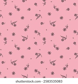 seamless pattern of floral elements, hand-drawn