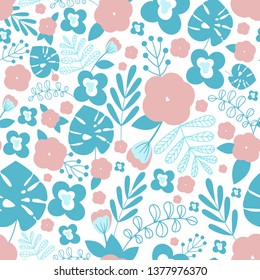 Seamless pattern with floral elements on a white background.  - Vector
