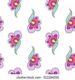 seamless pattern with floral elements on the white background