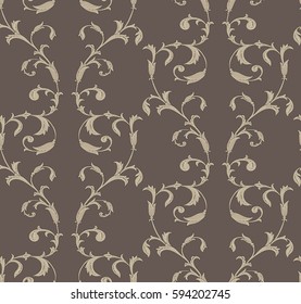 Seamless pattern with floral elements on brown background