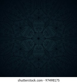 seamless pattern with floral elements on a dark background