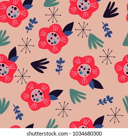 Seamless pattern with floral elements. perfect for packagin design, wall decor.