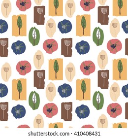 Seamless pattern with floral elements in Scandinavian style. Vector illustration for textile and fabric design, wallpaper and wrapping paper etc.