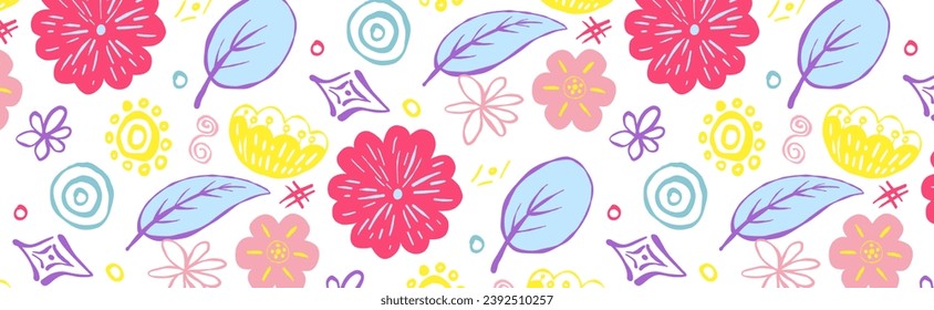 Seamless pattern, floral elements, simple background