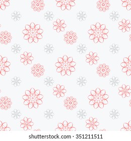 Seamless pattern with floral elements. Vector. In pink and gray colors. 