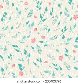 Seamless pattern with floral elements. Vintage background. Vector illustration.