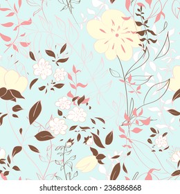 Seamless pattern with floral elements. Vintage background. Vector illustration.