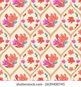 seamless pattern with floral elements, vintage design, vector illustration elegant for textile, wall paper, bedding, curtain, wrapping paper, fashion, scarf, rug, cushion cover, fashion, decoration,