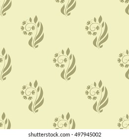 Seamless pattern with floral elements for wallpaper or fabric. EPS10 vector illustration.