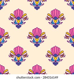 Seamless Pattern With Floral Ethnic Ornament. Abstract Background For Design