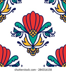Seamless Pattern With Floral Ethnic Ornament. Abstract Background For Design