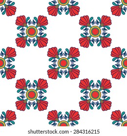 Seamless Pattern With Floral Ethnic Ornament. Abstract Background For Design