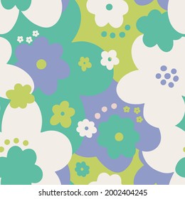 Seamless pattern floral flower abstract.Botanical vintage nature background.Print fashion textile.Vector illustration.