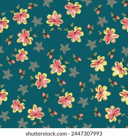 seamless pattern floral flower blossom leaves illustration doodle animal nature :for wallpaper, postcard, greeting cards, wedding invite