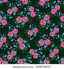 seamless pattern floral flower blossom leaves illustration doodle animal nature :for wallpaper, postcard, greeting cards, wedding invite