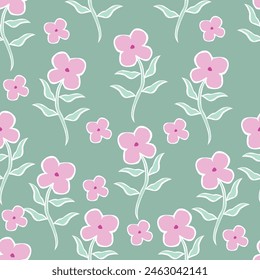 seamless pattern floral flower blossom leaves illustration doodle nature :for wallpaper, postcard, greeting cards