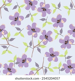 seamless pattern floral flower blossom leaves illustration doodle animal nature :for wallpaper, postcard, greeting cards, wedding invite