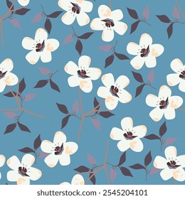 seamless pattern floral flower blossom leaves illustration doodle animal nature :for wallpaper, postcard, greeting cards, wedding invite