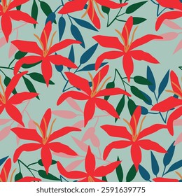 seamless pattern floral flower blossom leaves illustration doodle animal nature :for wallpaper, postcard, greeting cards, wedding invite