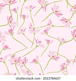Seamless pattern floral pattern with flowers on pink background and wallpaper