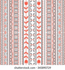 Seamless pattern. Floral folk ornament