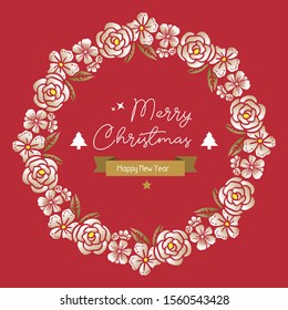 Seamless pattern of floral frame, for ornate of greeting card merry christmas and happy new year. Vector