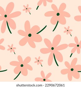 Seamless pattern with floral garden flower, Flower collection with leaves, plants ,botanical ,seamless pattern vector design for fashion, fabric,wallpaper,background. Cute pattern.
