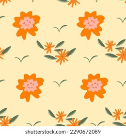 Seamless pattern with floral garden flower, Flower collection with leaves, plants ,botanical ,seamless pattern vector design for fashion, fabric,wallpaper,background. Cute pattern.