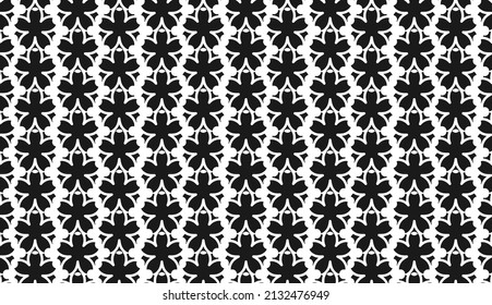 Seamless pattern. Floral geometric pattern. Black and white modern style pattern design. Can be used for posters, brochures, postcards, and other printing needs. Vector illustration