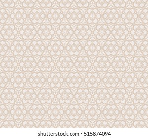 seamless pattern. floral geometric lace texture for design invitation, wallpaper, fabric. beige color. Decorative background, tribal ethnic ornament