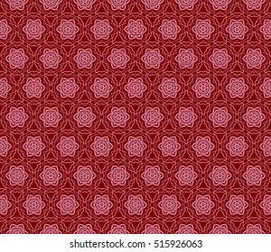seamless pattern. floral geometric lace texture for design invitation, wallpaper, fabric. red color. Decorative background, tribal ethnic ornament