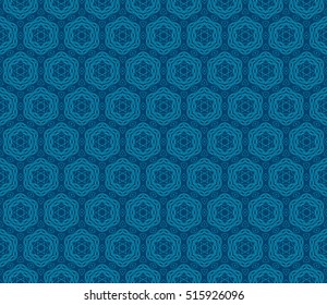 seamless pattern. floral geometric lace texture for design invitation, wallpaper, fabric. Blue color. Decorative background, tribal ethnic ornament