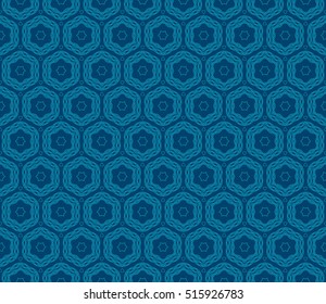 seamless pattern. floral geometric lace texture for design invitation, wallpaper, fabric. Blue color. Decorative background, tribal ethnic ornament