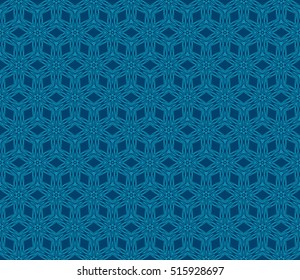 seamless pattern. floral geometric lace texture for design invitation, wallpaper, fabric. Blue color. Decorative background, tribal ethnic ornament