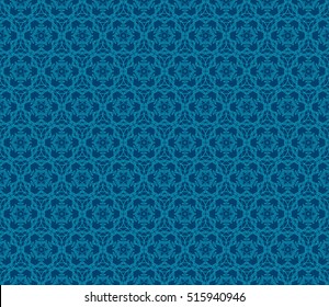 seamless pattern. floral geometric lace texture for design invitation, wallpaper, fabric. Blue color. Decorative background, tribal ethnic ornament