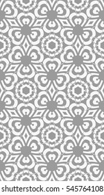 seamless pattern. floral geometric lace texture Decorative background, tribal ethnic ornament. silver color