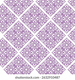 seamless pattern with floral pattern, seamless geometric pattern, repeating diamond shapes, symmetrical floral or star-like motif, traditional malay pattern, Malay traditional art or textile patterns,