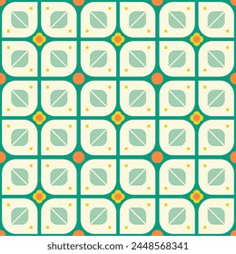 Seamless pattern floral geometric tile background wallpaper texture backdrop simple grid minimalist design element