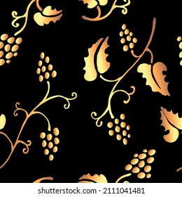 nahtloses Muster mit Blumen. Gold und Schwarz . Vektorgrafik