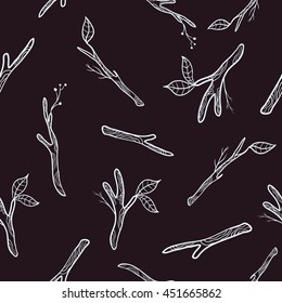 seamless pattern floral graphic branches and leaves. Boho style. 