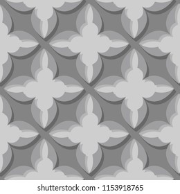 Seamless pattern. Floral gray 3d background. Vector illustration