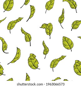 seamless pattern floral with green leaves.vector illustration