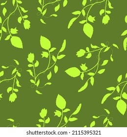 seamless pattern floral with green plants.vector